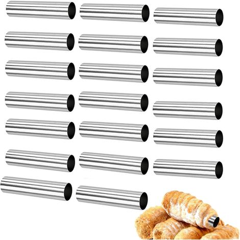 Moule à Cannoli,20 Pièces Cannoli Moules Cannoli Tube en Acier Inoxydable Antiadhésif Moules Crème Pâtissière pour Patisserie,Croissants,Crème à Friser Cannelloni Schiller
