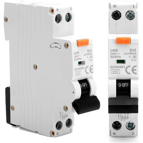 Disjoncteur 16 A - 1P+N B16 6kA 30 mA - Disjoncteur différentiel RCBO 16 A - Courant nominal RCD - Disjoncteur différentiel - 240 V - Type B - Montage sur rails DIN (1/5)