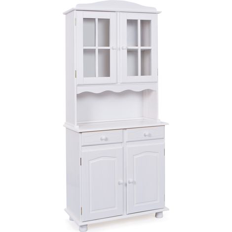 Valux Vitrinenschrank 2 Türen, 2 Glastüren, 2 Schubladen, weiss.