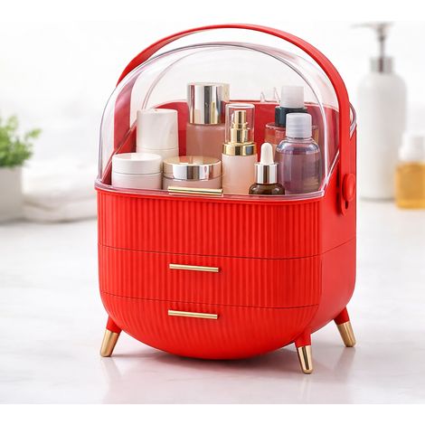 GBLY Elegante PortaTrucchi da Toilette Rosso – Anti-polvere & anti-acqua, a cassetti, grande capacità, per comodino/bagno/soggiorno (Regalo di Natale)