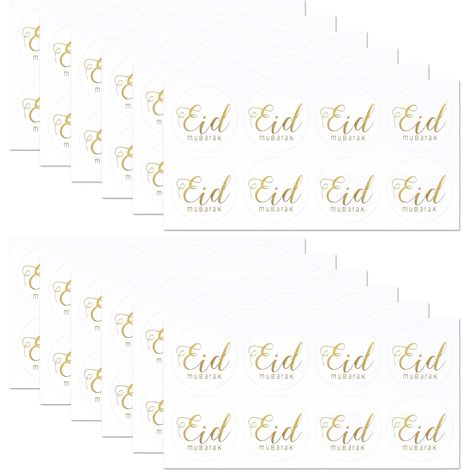96pcs / 12 Feuilles Autocollants Eid Mubarak, 4cm Dorés Autocollant Eid Al-Fitr Autocollant Musulman Décoration Eid al Adha Sceaux d'Enveloppe pour Cadeaux de Fête de Eid (1/5)