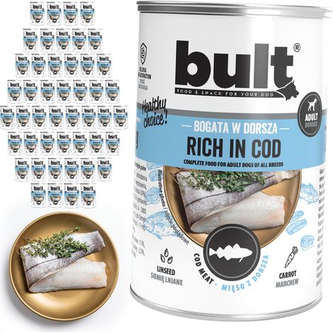 Cibo umido per cani BULT, lattina di merluzzo 48x400g (1/2)