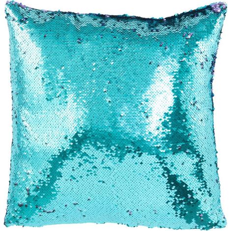 Coussin Déco Réversible "Sequin" 45x45cm Bleu & Mauve (1/4)