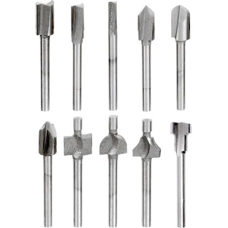 10pcs 3mm 1/8 inch Mini Shank HSS Carpenter Router Bits Woodworking Milling Cutter for Dremel Foredom Rotary Tool