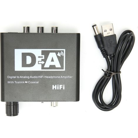 Convertisseur/décodeur audio numérique optique/coaxial vers analogique, prise audio stéréo analogique RCA 3,5 mm L/R, adaptateur de prise AUX, amplificateur de casque, contrôle du volume HDTV 192 kHz. (1/5)