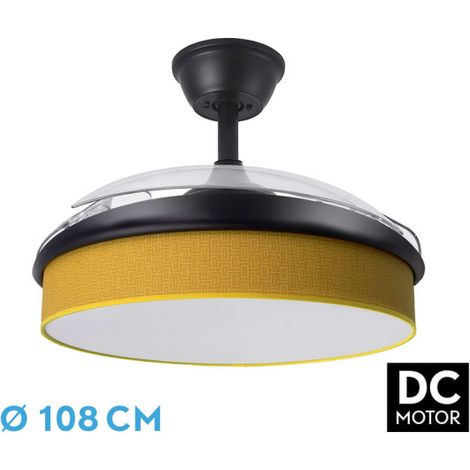 Ventilador Dc Moda 72w Negro/amarillo 108d 3aspas 7200lm 3000-4000-6000k Remoto+memoria+temporizador (1/3)