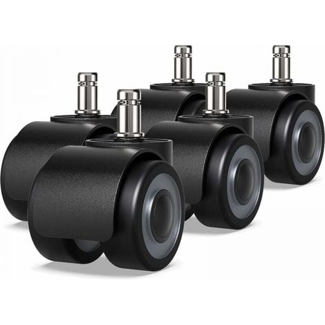 Office Chair Casters 5 Pack - 11 x 22mm - Double Wheel Design - No Scratching Floor - Diameter: 50mm (1/5)