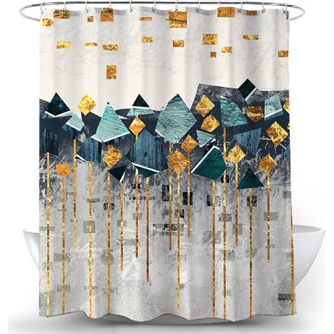 Rideau Douche Anti-Moisissure 120x180cm 12 Crochets (1/4)