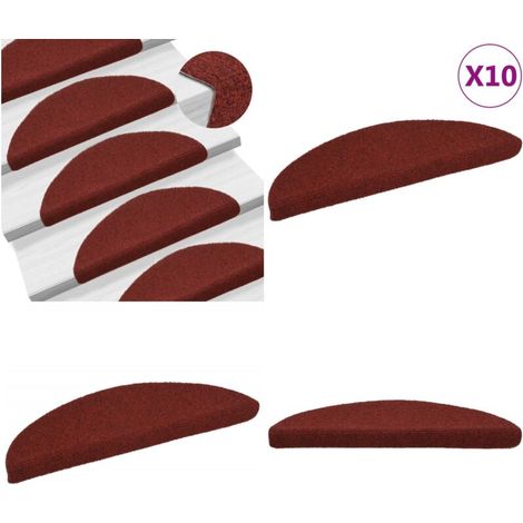 Tapis autoadhésifs de marches 10 pcs Rouge 56x17x3cm Aiguilleté - tapis escalier - carpette d'escalier - Home & Living (1/4)