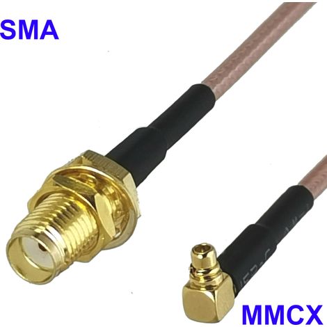Cavo di collegamento MMCX con connettore RA / presa SMA RG316, lunghezza 20 cm. (1/2)