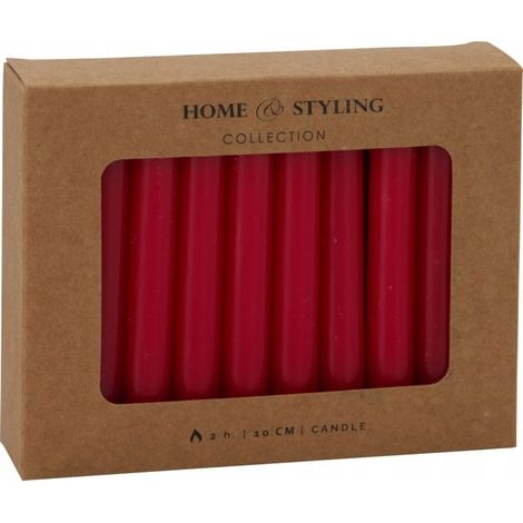 Velas de mesa de cera roja, juego de 20, 1,3 × 10 cm, clásicas