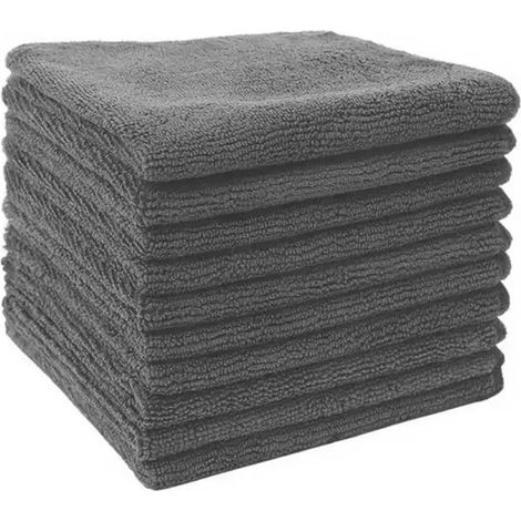 Lot de 10 serviettes absorbantes en microfibre, 40 x 40 cm, grises