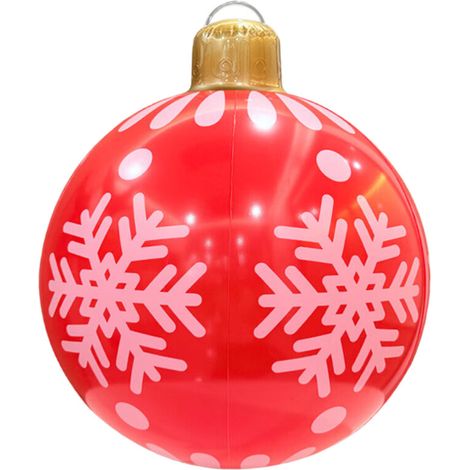 Boule gonflable de décoration de vacances,-flocon de neige rouge (1/2)
