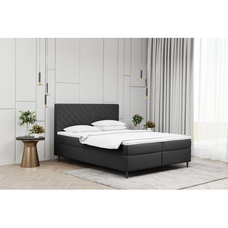 Kaiser Möbel Boxspringbett mit matratze und bettkasten, Schlafbett Vero Dunkelgrau 180x200 cm (1/2)
