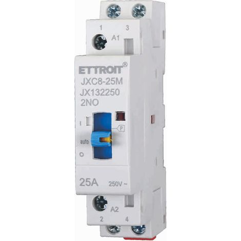ETTROIT JX132250 Haushalts-AC-Schütz 2P 25A 220V 50Hz 2NO DIN mit manuellem Steuerschalter
