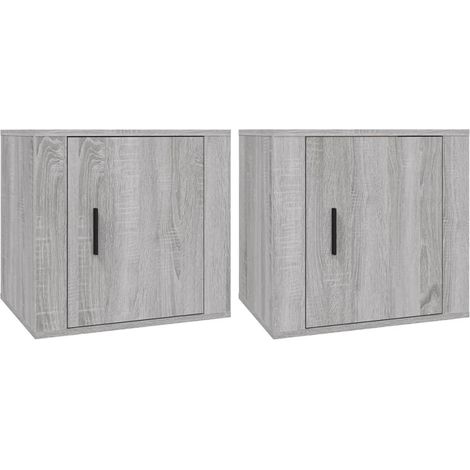 Maison Exclusive - Mesitas de noche 2 unidades color gris Sonoma