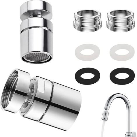 Lot de 2 avec Filetage Extérieur M22 ou Filetage Intérieur M24 Aérateur de robinet pivotant à 360 - Économiseur d'eau pour cuisine - Mousseur de robinet avec économiseur d'eau intégré (1/5)