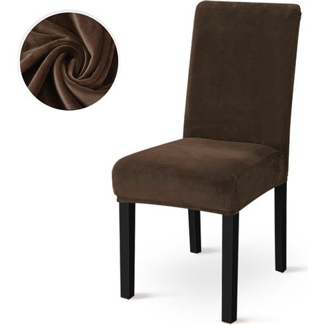 Fodera per sedile in spessa velour uniforme, elastica e anti-macchie – Modello universale con sedile medio per ristorante, hotel o evento – Color marrone scuro