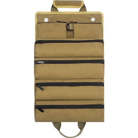 Sac de quincaillerie roulé kaki jardin électricien menuiserie sac de quincaillerie épaissi sac d'outils de quincaillerie voiture sac de rangement d'outils (1/5)