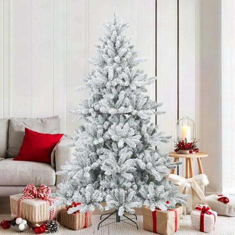 Künstlicher Scharnier-Weihnachtsbaum schneebedeckt Weiß 180 cm