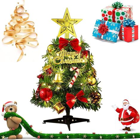 Arbre de Noël Miniature - 45 cm - Éclairage LED Intégré - Décoration de Bureau et Intérieur - Lot Complet avec Accessoires (1/5)