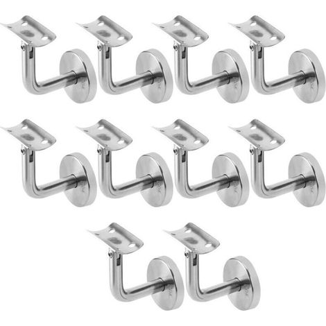 Support Main Courante 10 Pièces Inox 304 pour , XU,Rampe Escalier Support Mural Rampe Bois Argent - (1/4)