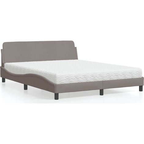 Lit avec matelas Dover taupe 160x200 cm tissu (1/5)
