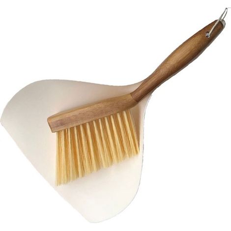 Mini juego de escoba con mango de bambú (29 x 18 cm) – Juego de limpieza natural para escritorio, cocina y cesta de mascotas. (1/5)