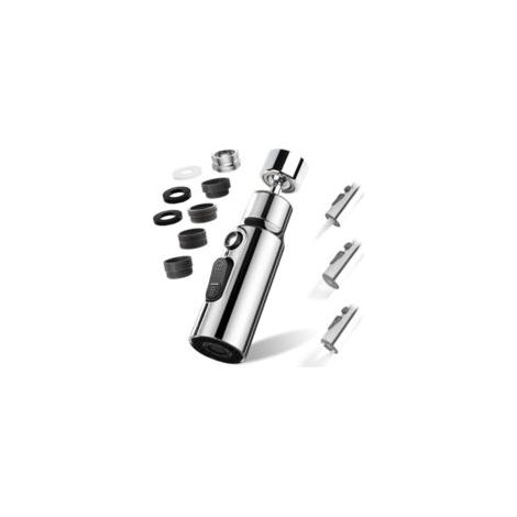 Aérateur de Robinet, 360° Pivotant Embout Robinet Cuisine avec 3 Modes Douchette Mousseur Robinet Economie Eau, Adaptateur Economiseur D'eau Pour Robinet Salle De Bain lavabo (Argent) (1/4)