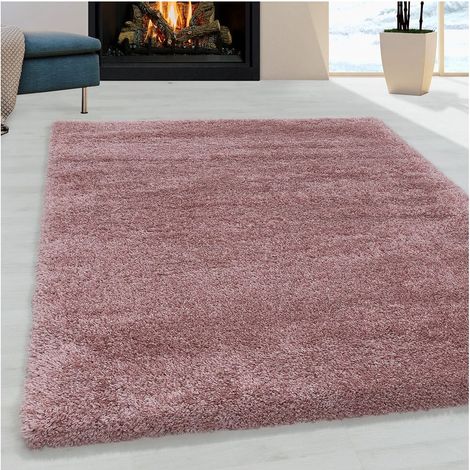 Tapis shaggy moelleux uni rectangle Cloudy Rose 240x340 (1/5)