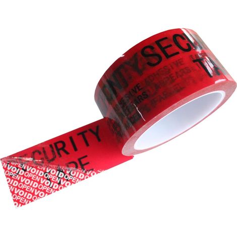 Ruban De Sécurité Anti-Fraude - 5 cm x 50 m - Épaisseur 2 Mil - Bande À Transfert Total - Rouge - 1 Rouleau (1/5)