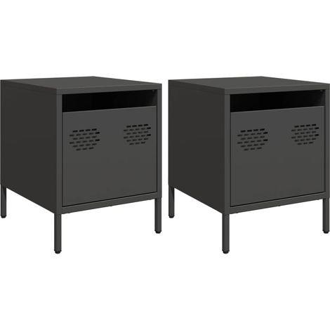 Maison Exclusive - Nachttische 2 Stk. Schwarz 35x39x43,5 cm Stahl