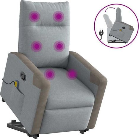 Fauteuil de massage inclinable en tissu gris clair (1/5)