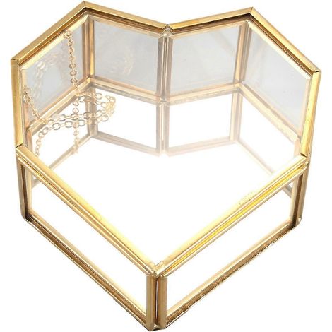 Boîte à bijoux en verre géométrique en forme de cœur Flip Love, boîte à bagues en verre (1/5)