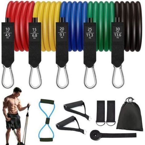 Kit complet 12 Bandes de résistance Bandes Elastiques Sport Musculation homme pour des exercices journaliers d'entretien physique (1/4)