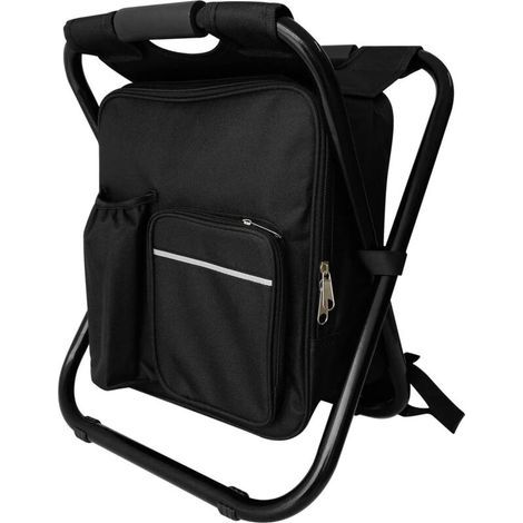 Chaise de Camping Pliante avec Sac à Dos, Ultra-Légère et Étanche pour Camping, Pique-Nique, Chasse (Noir) (1/4)