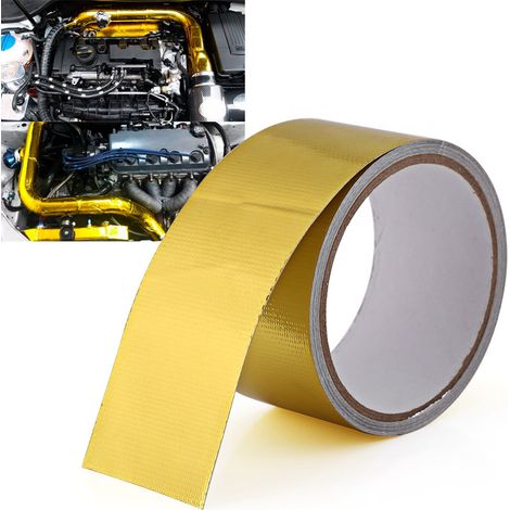 1 rouleau de ruban adhésif réfléchissant en aluminium doré pour voiture, résistant à la chaleur et à la lumière, 5 cm x 4,9 m. (1/5)