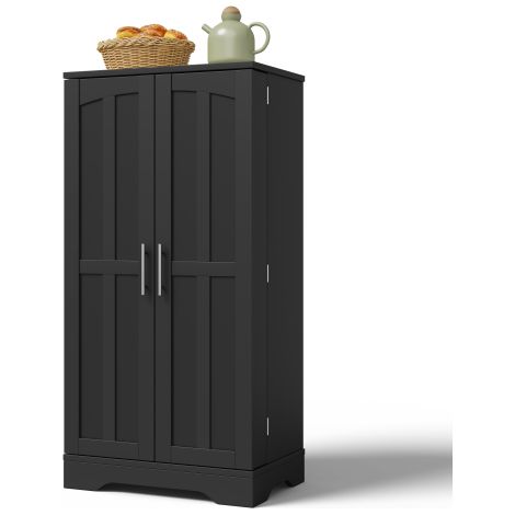 Meuble cuisine 120x60x40 LED capteur double porte étagères réglables noir