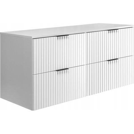 Rodan Waschbeckenunterschrank 120 cm, Weiß Matt, 46 x 120 x 57 cm, mit weißer Waschtischplatte, feuchtraumgeeignet, Badmöbel Unterschrank
