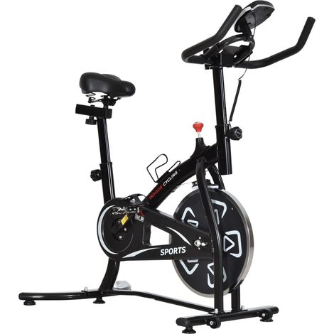 Indoor Stationary Exercise Bike 6kg Flywheel Fitness Cardio Workout Bike Trainer for Home Gym w/ Adjustable Resistance LCD Monitor Pad Bottle Holder Black (1/5)