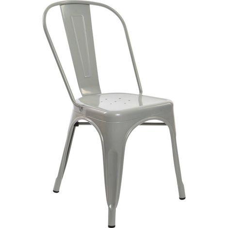 Chaise empilable grise en métal design industriel - Gris industriel élégant (1/5)