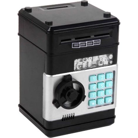 Mini-Spardose mit Sicherheitspasswort, Münzeinwurfautomat, Geschenkidee, Dekoration, Schwarz (1/4)