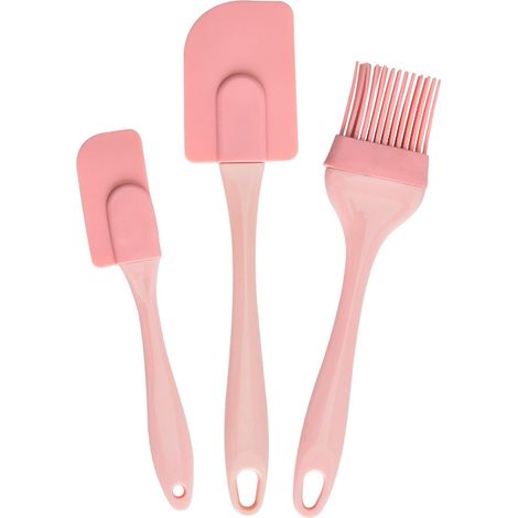 Silikon-Küchenspatel-Set – Espátulas de Silicona Professionelles, hitzebeständiges Silikon-Utensilien-Set mit 3 Stück, rosa