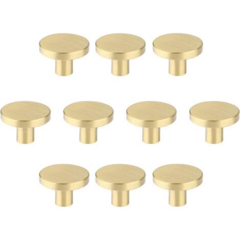 Brushed Brass Furniture Knobs, Golden Dresser Drawer Knobs for Closets, Hallways, Bathrooms and Kitchens, 10-Pack (30mm Mushroom) (1/5)