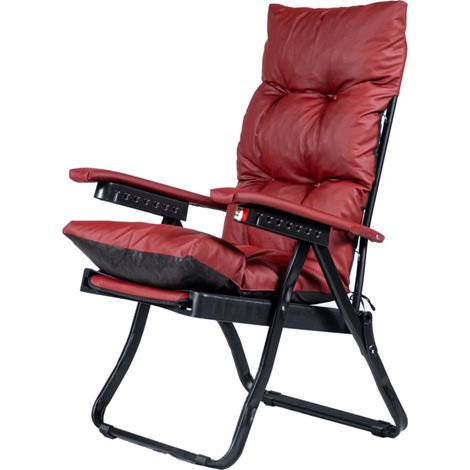 sdraio pieghevole reclinabile imbottita in ecopelle bordeaux 173x60x63 cm (1/4)