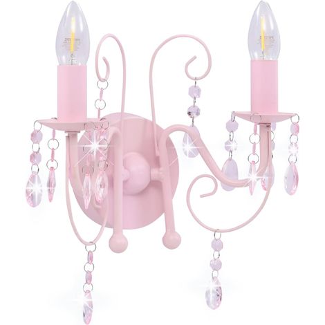 vidaXL Lampada da Muro con Perle Rosa 2 Lampadine E14