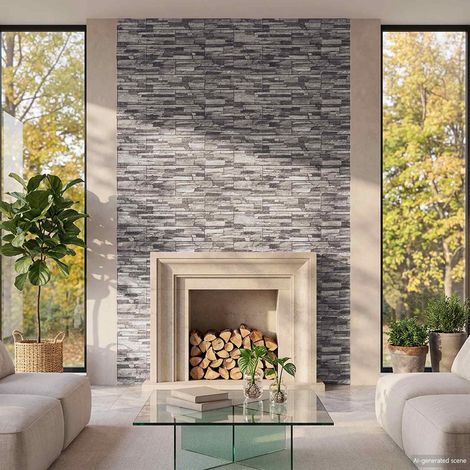 vidaXL Panneaux muraux 10 pc 100 x 50 cm Gris foncé et gris clair (1/5)