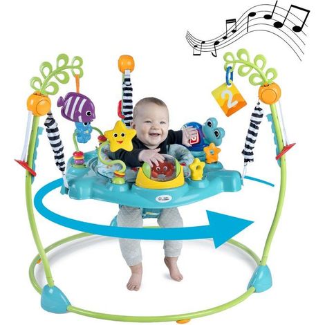 BABY EINSTEIN Aktivitätscenter mit Sprungfunktion Curiosity, 2 in 1 Lernspielzeug und Boden-Spielzeug, 360° Spielmöglichkeiten 6M+ Geschenk für Babys (1/5)