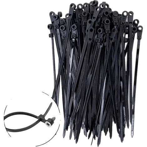 Bridas para cables, autoblocantes, multiusos, negras (con orificio)-b, 400 unidades (1/2)