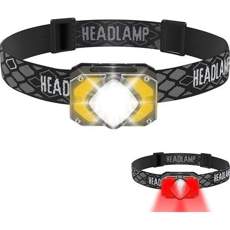 Lampe frontale LED ultra puissante 1000 lumens, 6 modes, lampe torche rechargeable USB C, lumière chaude, lampe frontale rouge (1/5)